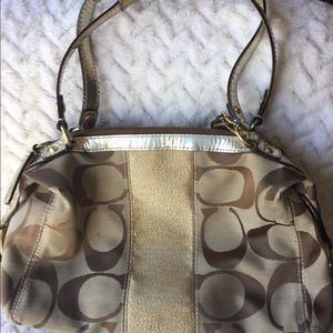 Beige canvas Coach purse